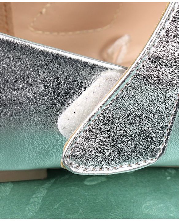 Pine Kids Bellies With Velcro Closure & Bow Applique - Silver