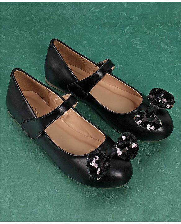 Pine Kids Bellies With Velcro Closure & Bow Applique - Black