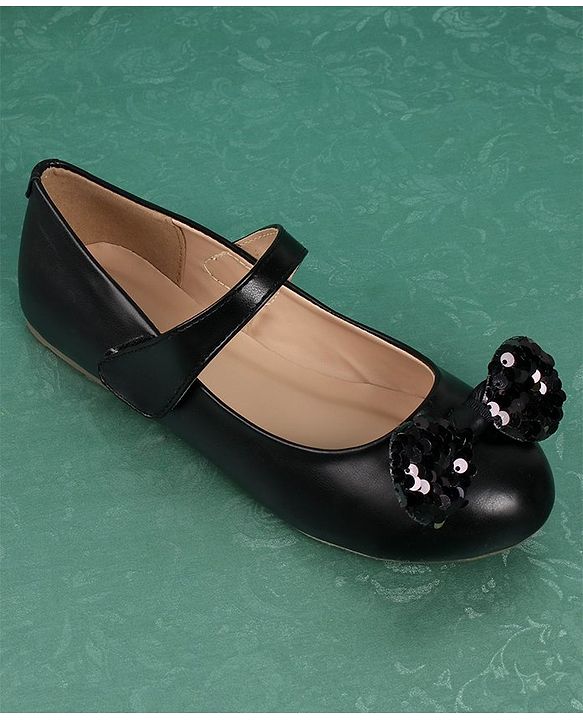 Pine Kids Bellies With Velcro Closure & Bow Applique - Black