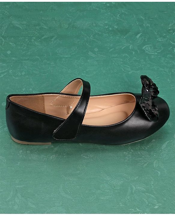 Pine Kids Bellies With Velcro Closure & Bow Applique - Black