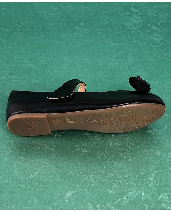 Pine Kids Bellies With Velcro Closure & Bow Applique - Black