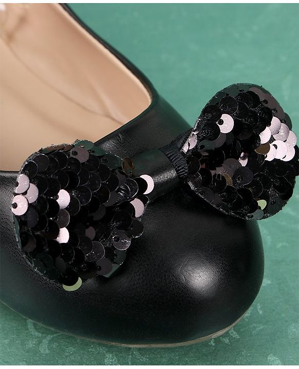 Pine Kids Bellies With Velcro Closure & Bow Applique - Black