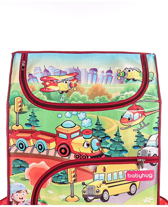 Babyhug Foldable 5 Shelf Almirah With Wheels Baby Car Theme - Red