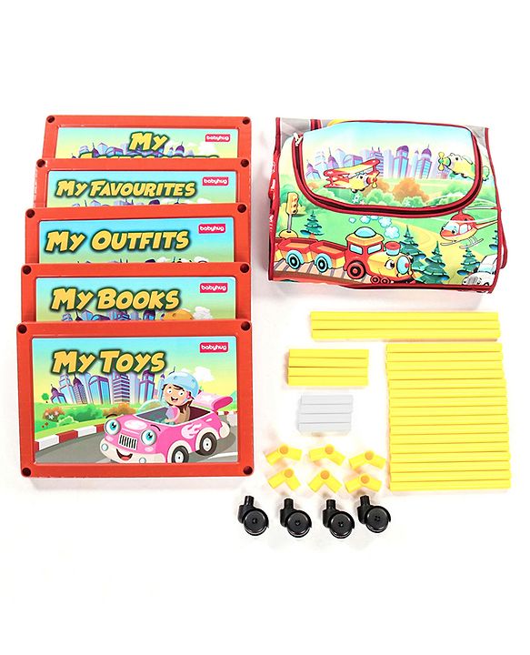 Babyhug Foldable 5 Shelf Almirah With Wheels Baby Car Theme - Red