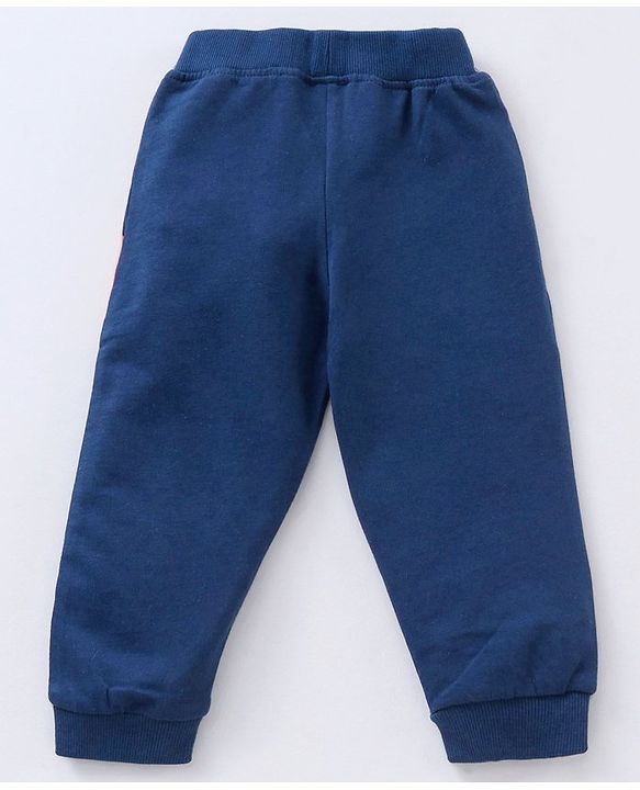 Babyhug Cotton Knit Full Sleeves Sweatshirt & Lounge Pant Set Scenery Print - Orange Blue