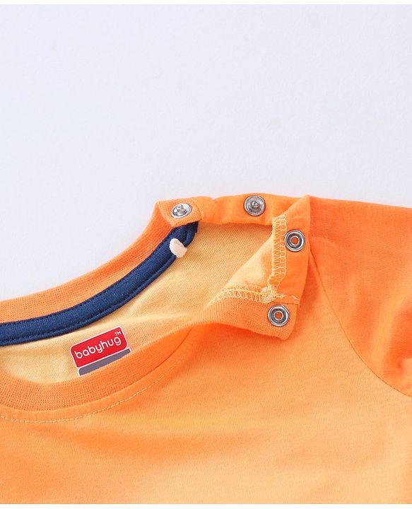 Babyhug Cotton Knit Full Sleeves Sweatshirt & Lounge Pant Set Scenery Print - Orange Blue