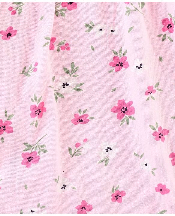 Babyhug 100% Cotton Full Sleeves Onesie Floral Print - Pink