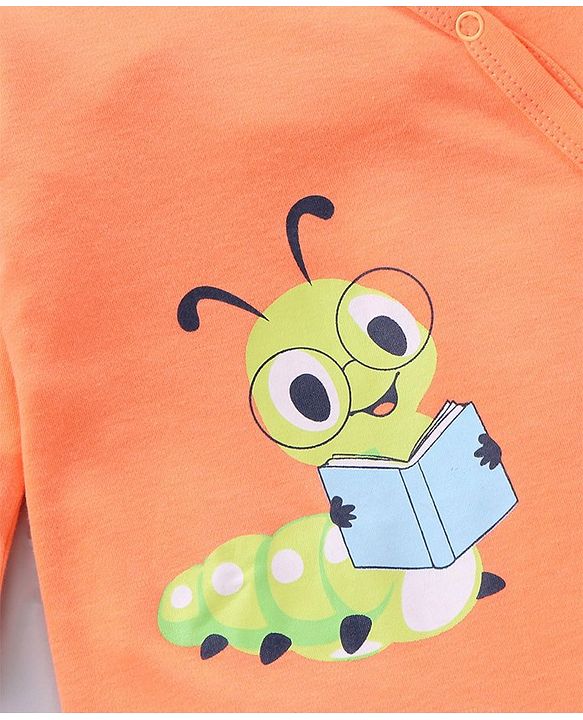 Babyhug 100% Cotton Full Sleeves Rompers Bee Printed Pack of 2 - Multicolour