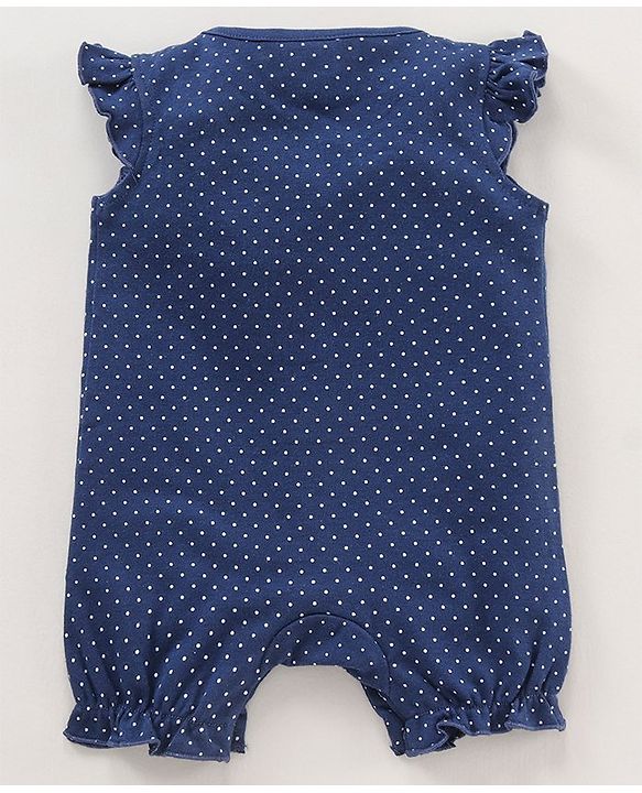 Babyhug 100% Cotton Cap Sleeves Romper Floral & Dot Print Print Pack of 2 - Blue Red