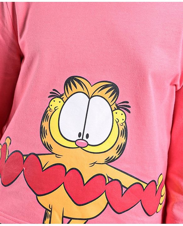 Pine Kids Full Sleeves Crewneck Sweatshirt Garfields Collection Biowashed - Pink