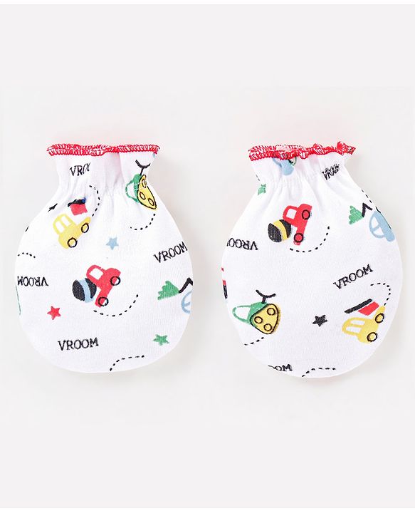 Babyhug Clothing Gift Set Car Theme Red & White - Pack of 5