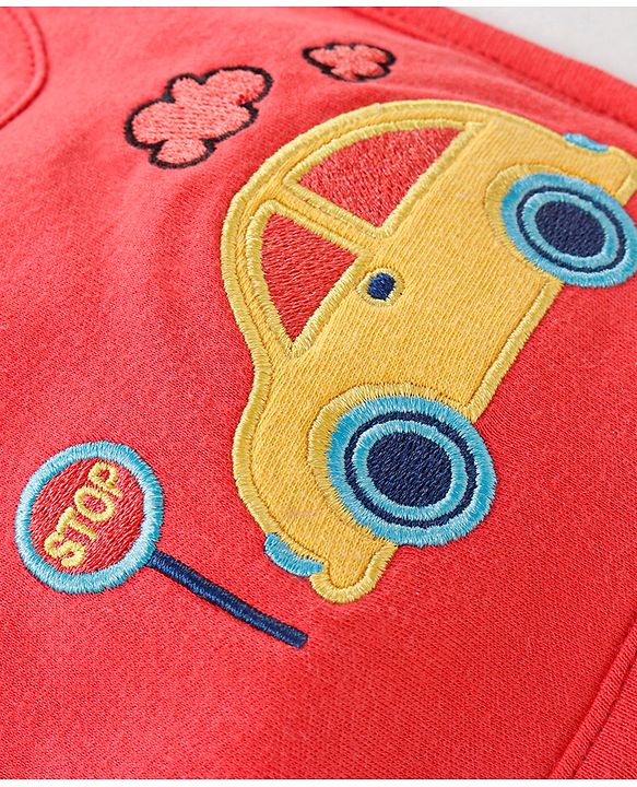 Babyhug Clothing Gift Set Car Theme Red & White - Pack of 5