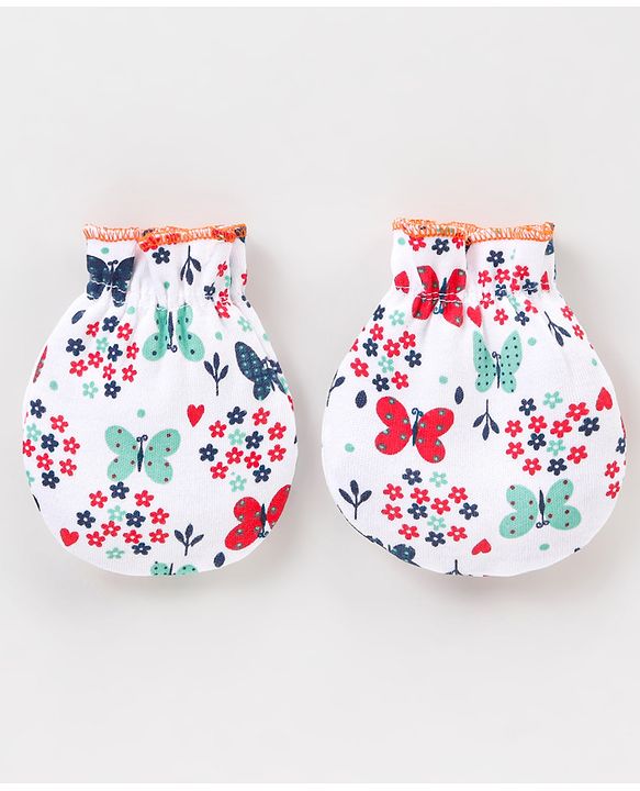 Babyhug 100% Cotton Clothing Gift Set Butterfly Theme Red & White - Pack of 8