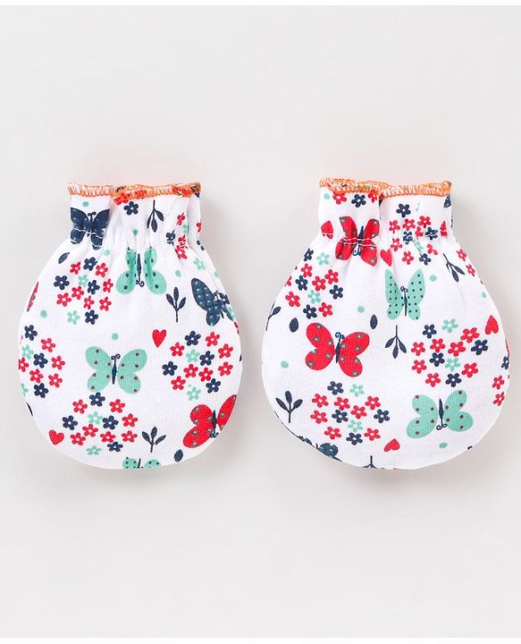 Babyhug 100% Cotton Clothing Gift Set Butterfly Theme Red & White - Pack of 8