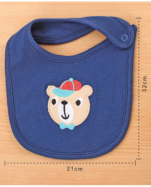 Babyhug Cotton Snap Buttons Closure Bear Print Pack of 2 - Blue & White