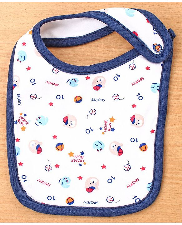 Babyhug Cotton Snap Buttons Closure Bear Print Pack of 2 - Blue & White