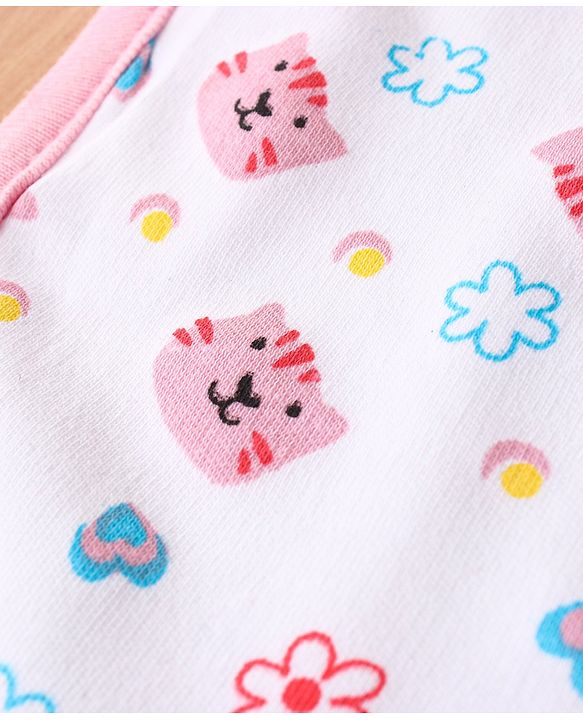 Babyhug Cotton Snap Buttons Closure Bear Print Pack of 2 - Blue & White