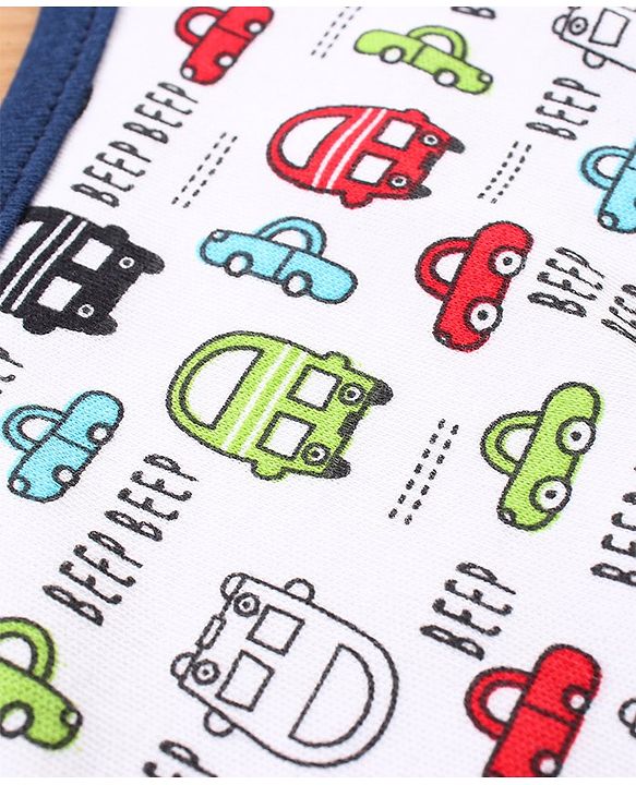 Babyhug Cotton Snap Buttons Closure Bear Print Pack of 2 - Blue & White