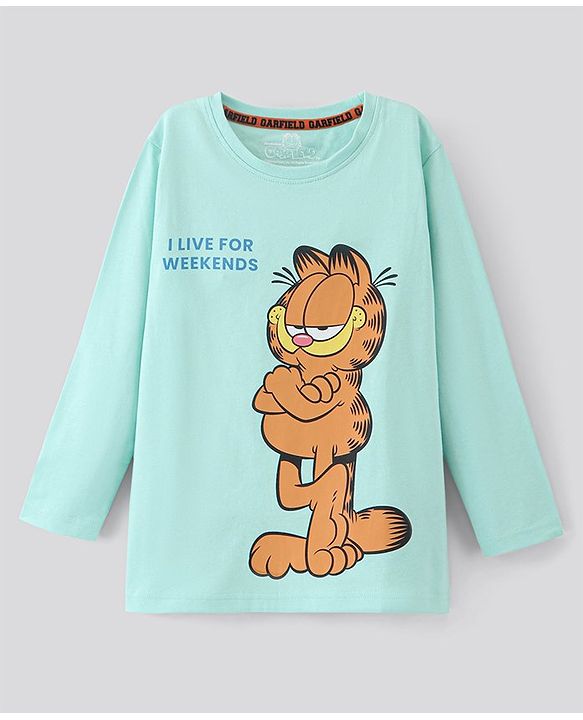 Pine Kids Full Sleeves Bio-Washed T-Shirt Garfield Collection - Blue