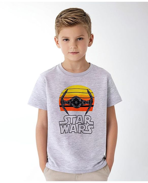 Pine Kids Half Sleeves Star Wars Collection T-Shirt - Grey