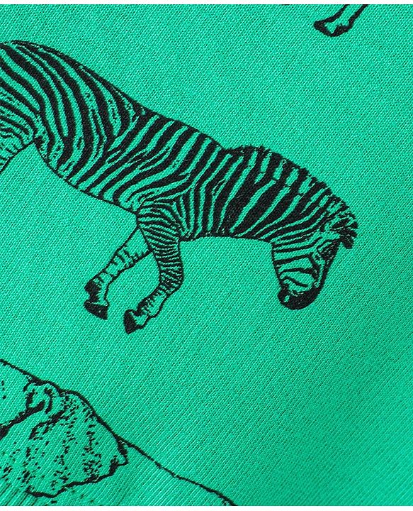 Pine Kids Full Sleeves Biowash Sweatshirt Animals Print - Green