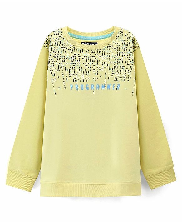 Pine Kids Full Sleeves Sweatshirt Programmer Print - Yellow