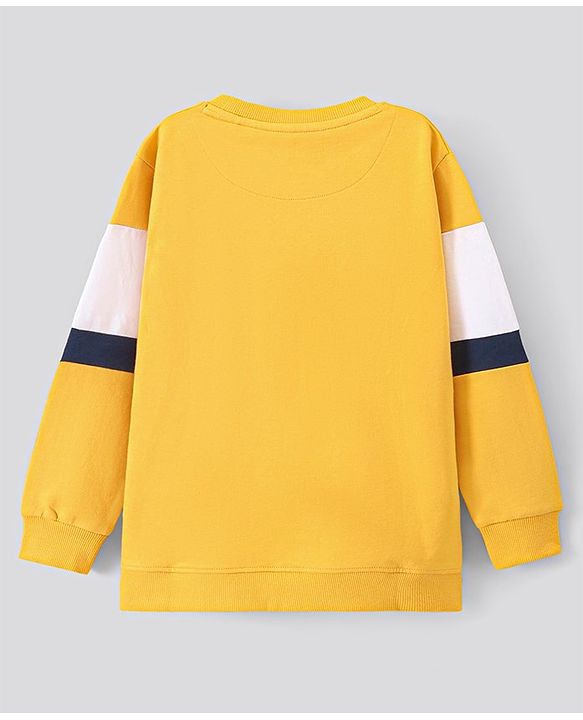 Pine Kids Full Sleeves Biowashed Sweatshirt Text Print- Yellow