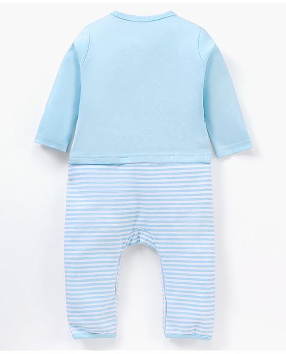 Babyhug 100% Cotton Full Sleeves Romper Graphic Print - Blue