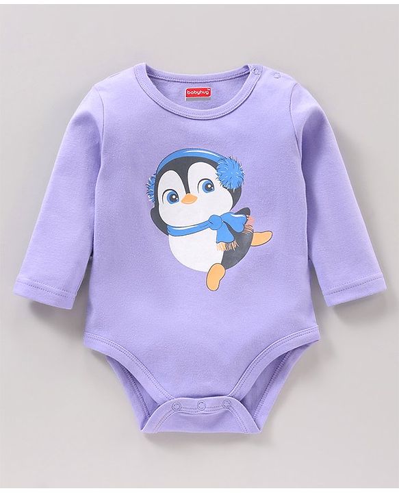 Babyhug Full Sleeves Onesies with Leggings Cap Mittens & Booties - Purple