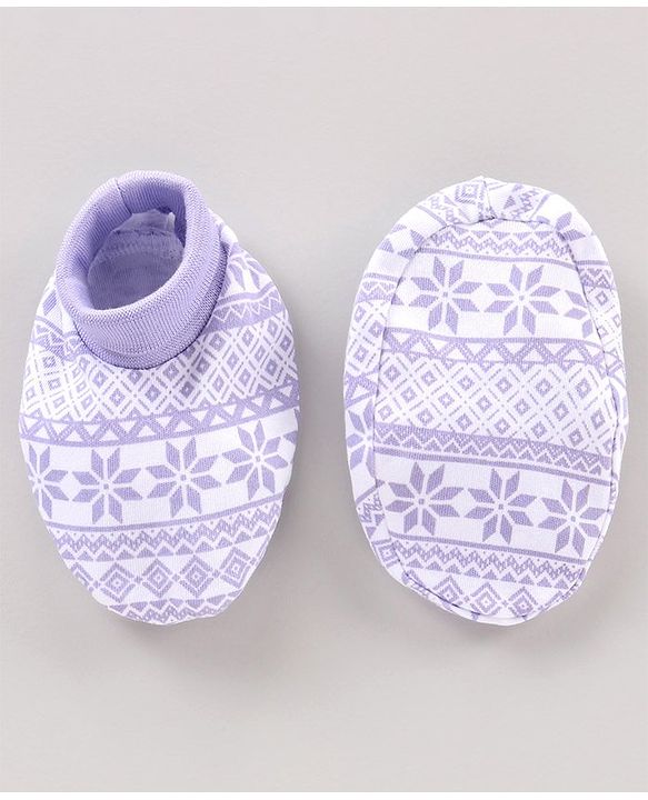 Babyhug Full Sleeves Onesies with Leggings Cap Mittens & Booties - Purple