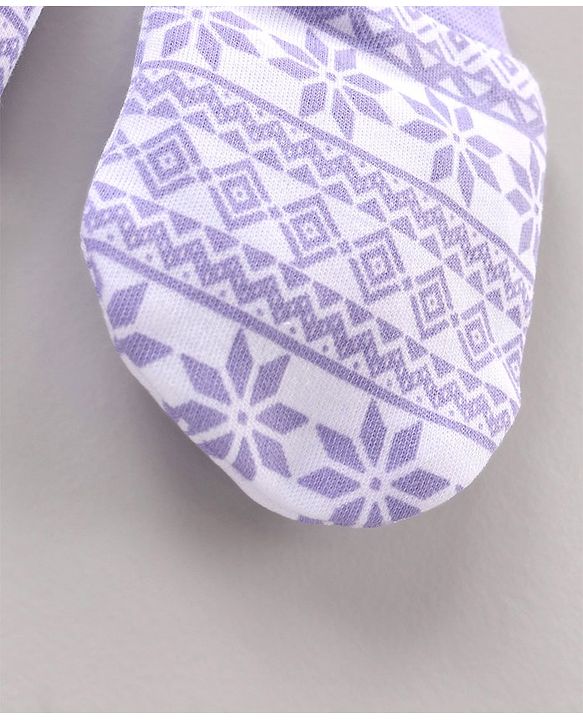 Babyhug Full Sleeves Onesies with Leggings Cap Mittens & Booties - Purple