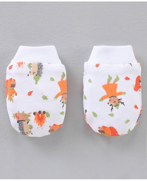 Babyhug Cotton Full Sleeves Onesies with Leggings with Cap Mittens & Booties Printed - Mulicolour