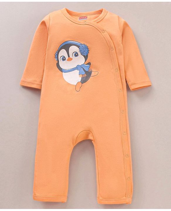 Babyhug 100% Cotton Knit Full Sleeves Penguin Printed Romper Pack of 2 - Multicolour