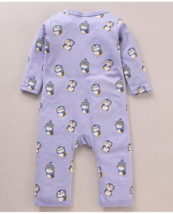 Babyhug 100% Cotton Knit Full Sleeves Penguin Printed Romper Pack of 2 - Multicolour
