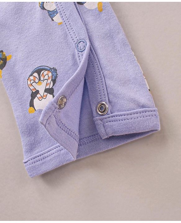 Babyhug 100% Cotton Knit Full Sleeves Penguin Printed Romper Pack of 2 - Multicolour
