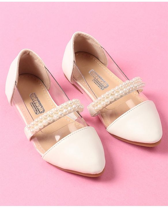 Cute Walk by Babyhug Slip on Pearl Studded Bellies - White