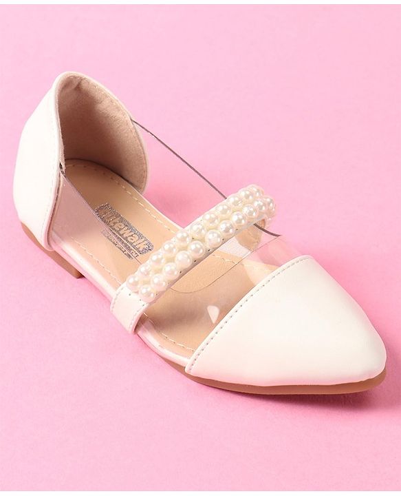 Cute Walk by Babyhug Slip on Pearl Studded Bellies - White