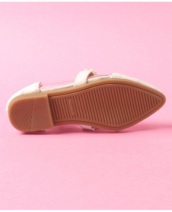 Cute Walk by Babyhug Slip on Pearl Studded Bellies - White