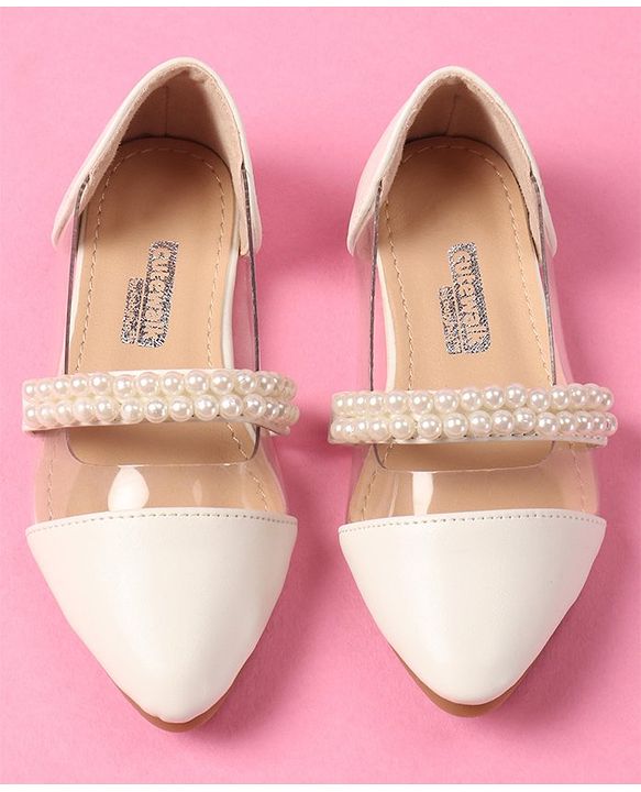 Cute Walk by Babyhug Slip on Pearl Studded Bellies - White