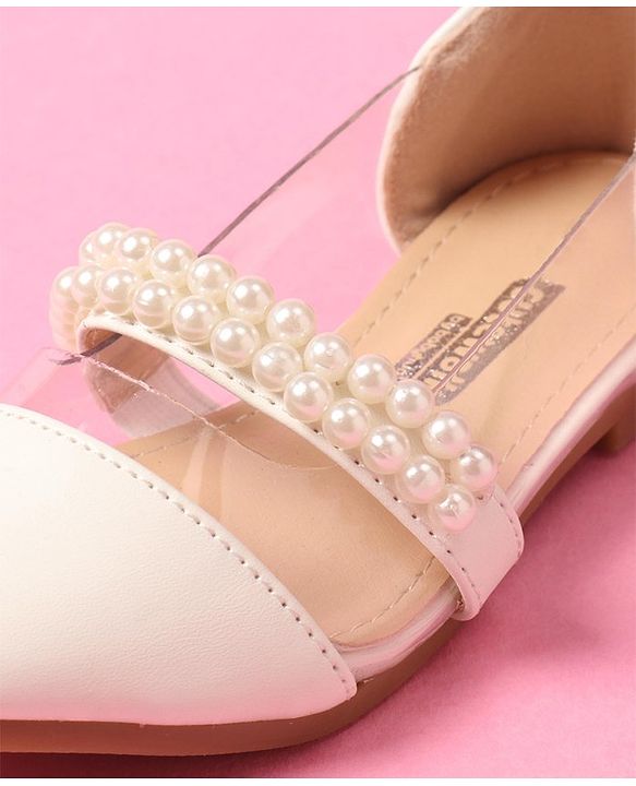 Cute Walk by Babyhug Slip on Pearl Studded Bellies - White