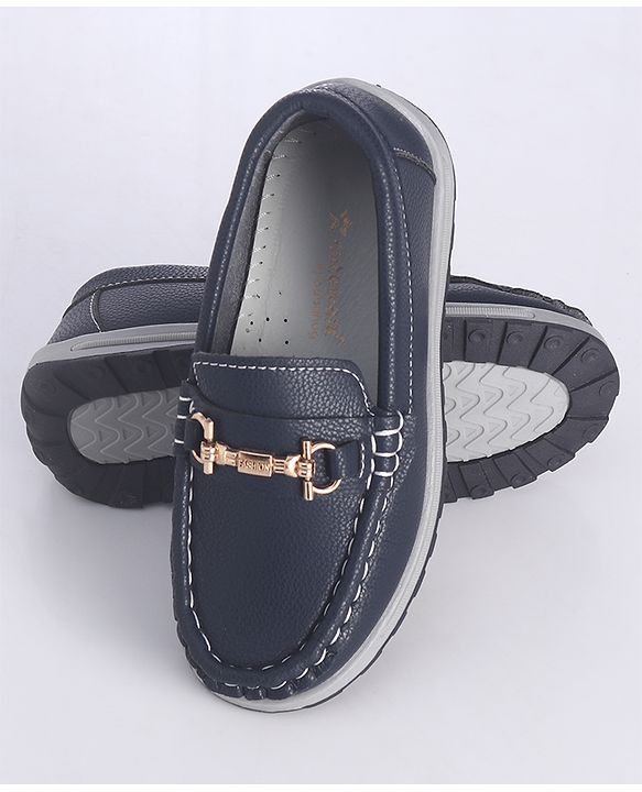 Cute Walk by Babyhug Slip On Solid Formal Shoes with Chain Link - Navy Blue