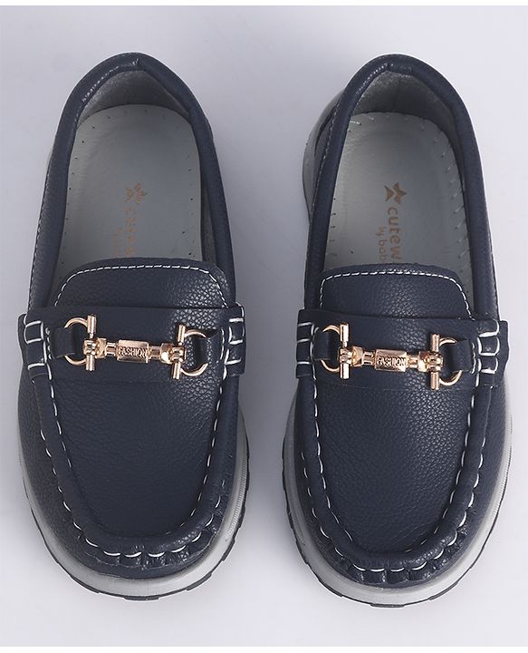 Cute Walk by Babyhug Slip On Solid Formal Shoes with Chain Link - Navy Blue