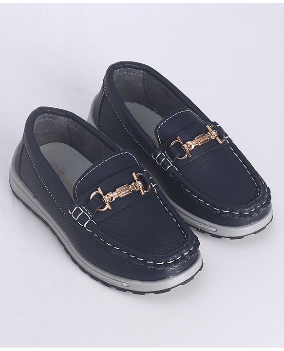 Cute Walk by Babyhug Slip On Solid Formal Shoes with Chain Link - Navy Blue