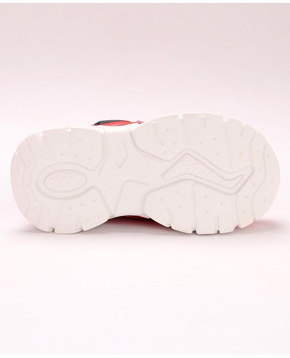 Cute Walk by Babyhug Solid Sneakers with Velcro Closure- Red Black