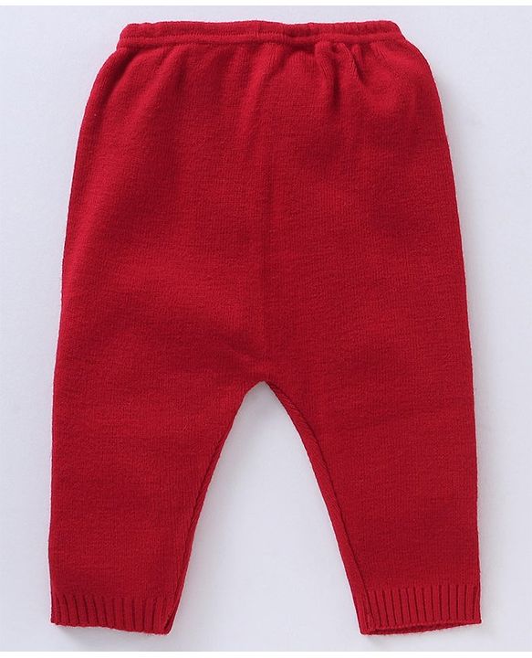 Babyhug Full Sleeves Baby Sweater Set with Animal Design - Red
