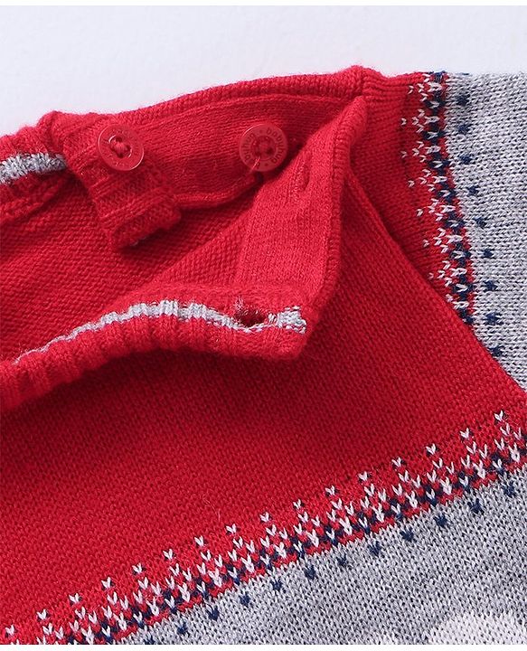 Babyhug Full Sleeves Baby Sweater Set with Animal Design - Red