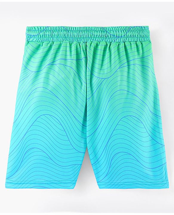 Pine Active Half Sleeves T-Shirt With Shorts Contour Print - Blue & Green