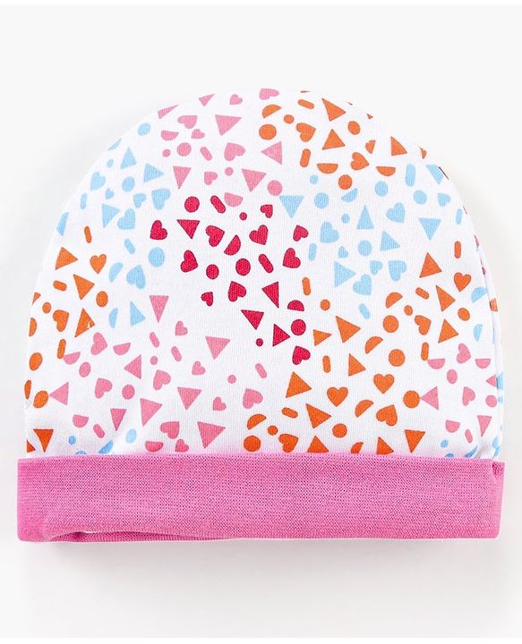 Babyhug 100% Cotton Cap Shapes Print Pink- Diameter 15 cm