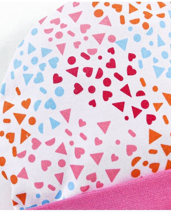 Babyhug 100% Cotton Cap Shapes Print Pink- Diameter 15 cm