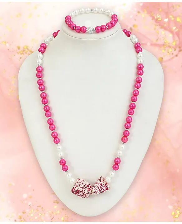 HOT PINK Faceted Bead Ring Pendant Necklace - Necklaces